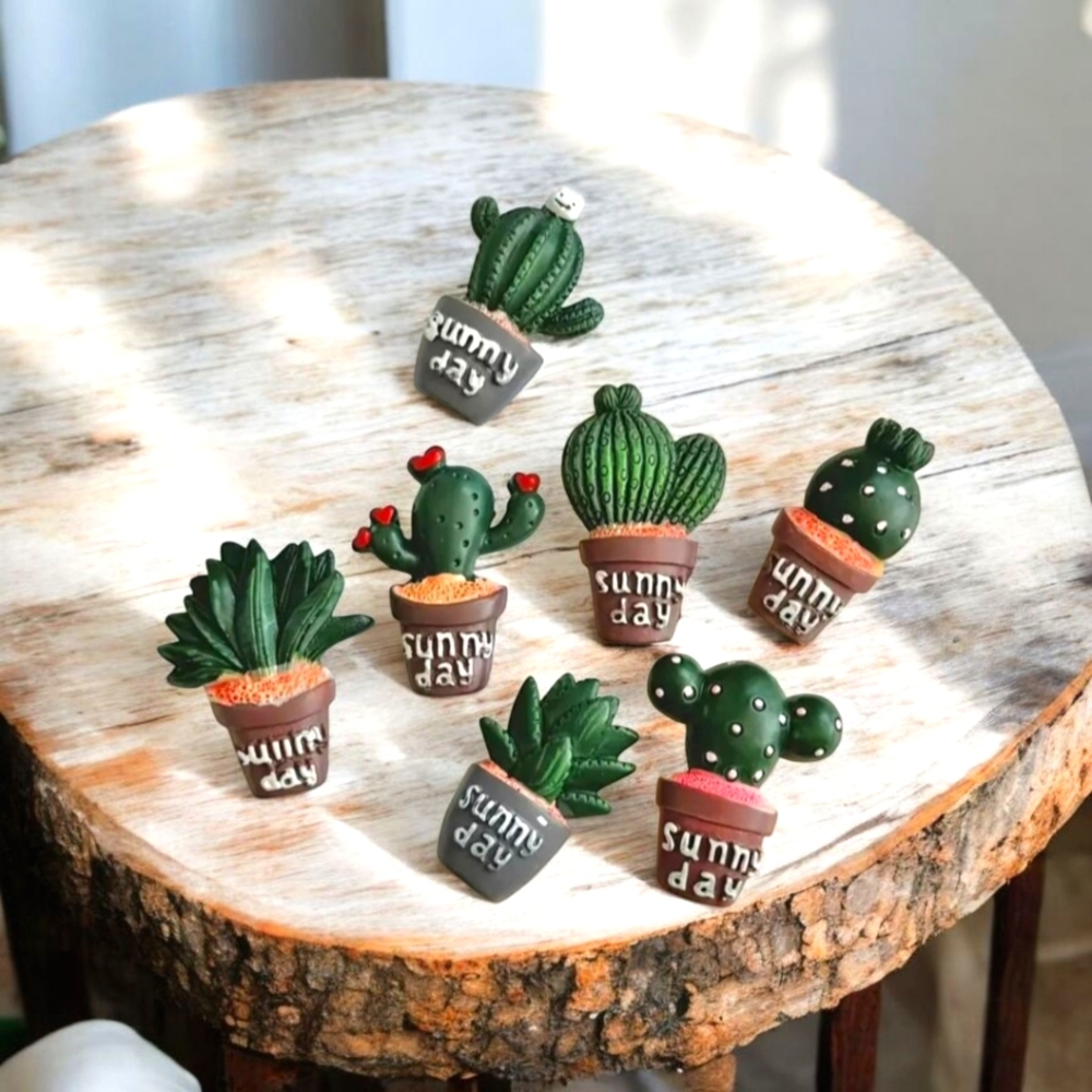Set Of 7pcs Cactus‎ & Succulent Resin Refrigerator Magnets